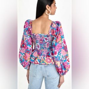 COPY - Figue Small peony top smocked bodice w balloon sleeves & bright floral p…